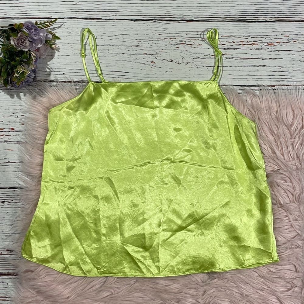 Aritzia Lime Green Satin Tank Top